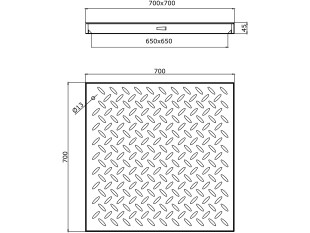 Pokrov VGRADNI v tlak, raven z višino tlaka 700x700x45mm cinkan